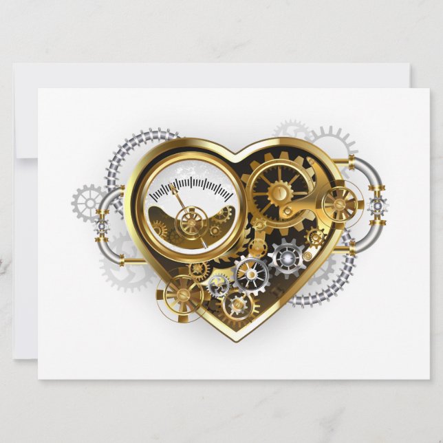 Steampunk Heart with a Manometer Invitation (Front)
