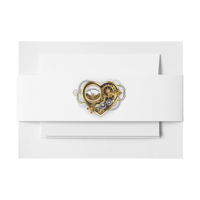 Steampunk Heart with a Manometer Invitation Belly Band (Front Example)