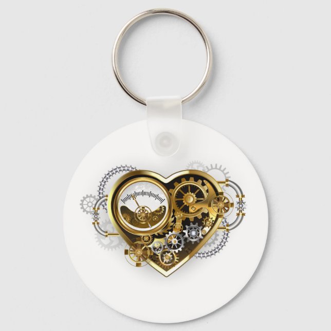 Steampunk Heart with a Manometer Keychain (Front)