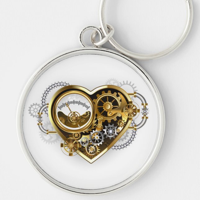 Steampunk Heart with a Manometer Keychain (Front)