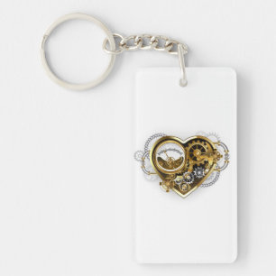Steampunk Heart with a Manometer Keychain