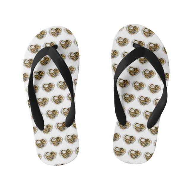 Steampunk Heart with a Manometer Kid's Flip Flops (Footbed)