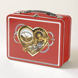 Steampunk Heart with a Manometer Metal Lunch Box