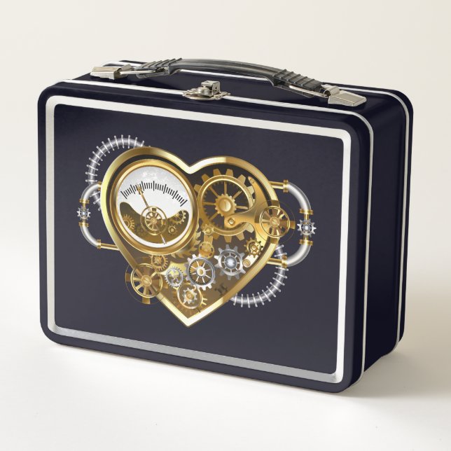 Steampunk Heart with a Manometer Metal Lunch Box (Front)