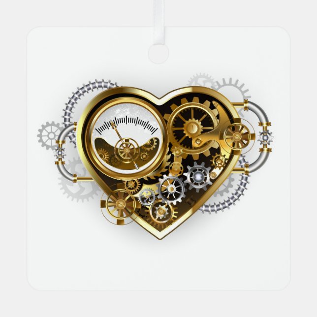 Steampunk Heart with a Manometer Metal Ornament (Front)