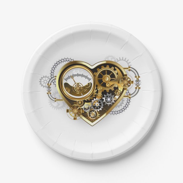 Steampunk Heart with a Manometer Paper Plate (Front)