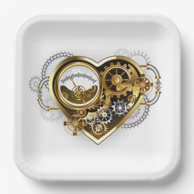 Steampunk Heart with a Manometer Paper Plate (Front)