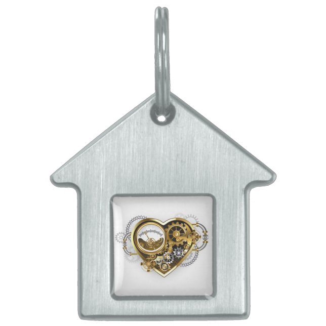 Steampunk Heart with a Manometer Pet ID Tag (Front)