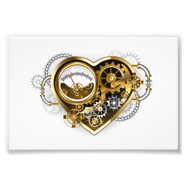 Steampunk Heart with a Manometer Photo Print (Front)