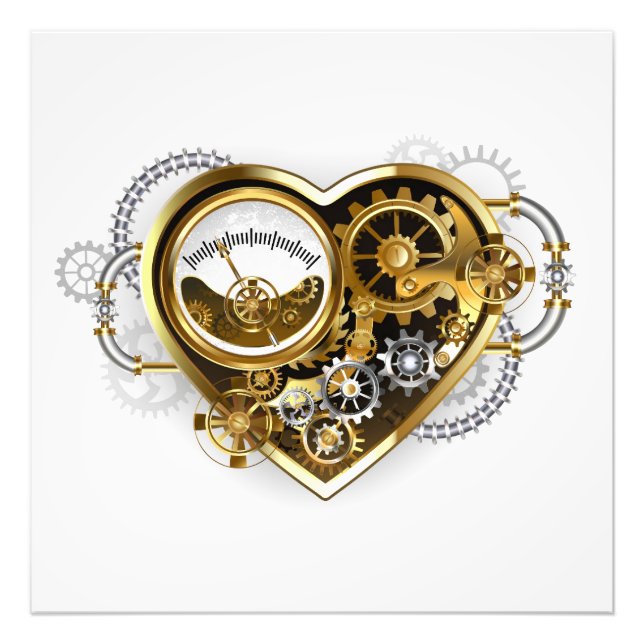 Steampunk Heart with a Manometer Photo Print (Front)