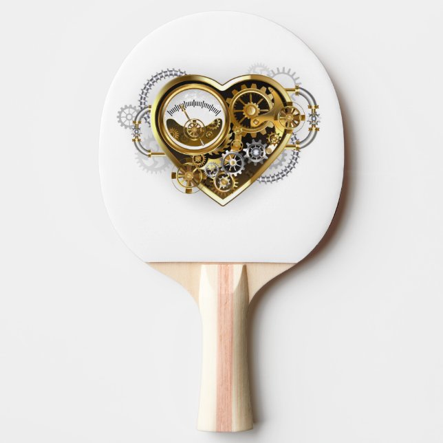 Steampunk Heart with a Manometer Ping Pong Paddle (Front)