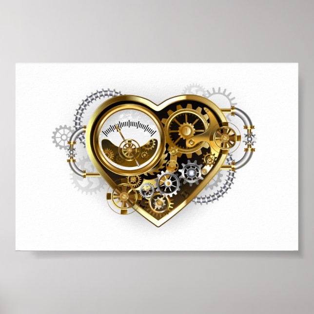 Steampunk Heart with a Manometer Poster (Front)