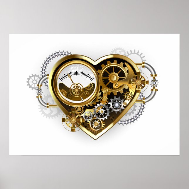 Steampunk Heart with a Manometer Poster (Front)