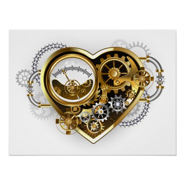 Steampunk Heart with a Manometer Poster (Front)