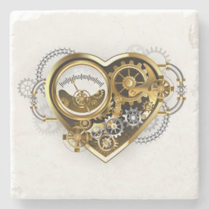 Steampunk Heart with a Manometer Stone Coaster