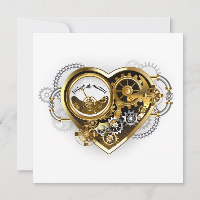 Steampunk Heart with a Manometer Thank You Card (Front)