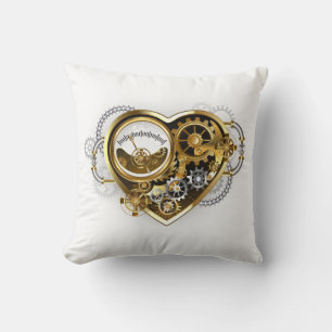 Steampunk Heart with a Manometer Throw Pillow