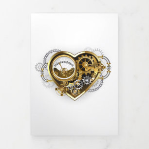 Steampunk Heart with a Manometer Tri-Fold Holiday Card