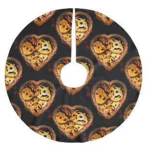 steampunk heart xmas christmas tree skirt