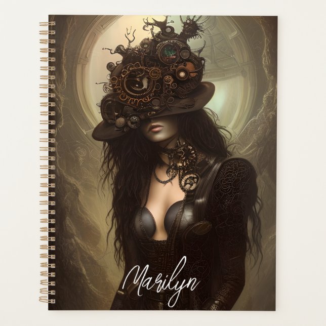 Steampunk Hide Your Eyes Original Artwork   Planner (Front)