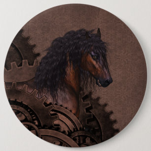 Steampunk Horse 6 Inch Round Button
