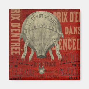 Steampunk Hot Air Ballon Ride Graphic Fonts in Red Magnet