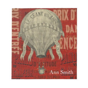 Steampunk Hot Air Ballon Ride Graphic Fonts in Red Notepad
