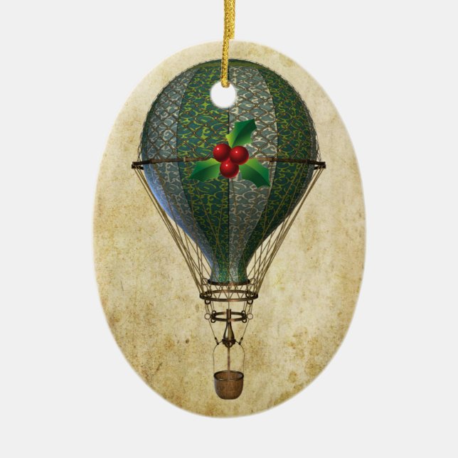 Steampunk Hot Air Balloon Personalized Ornament (Front)