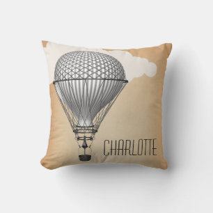 Steampunk Hot Air Balloon Throw Pillow
