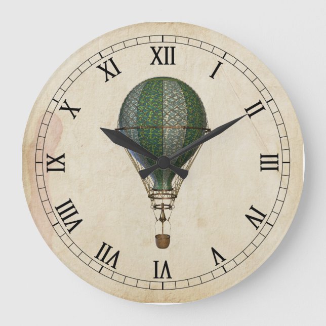 Steampunk Hot Air Balloon Wall Clock (Front)