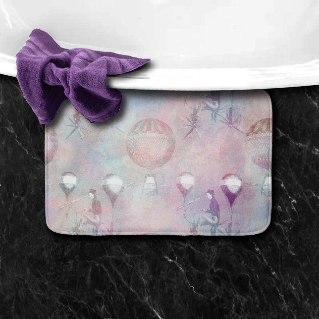 Steampunk Hot Air Balloons | Vintage Feminine Bath Mat (Creator Uploaded)