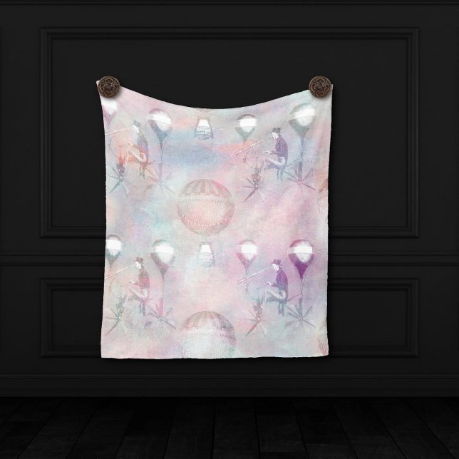 Steampunk Hot Air Balloons | Vintage Feminine Fleece Blanket (Creator Uploaded)