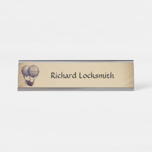 Steampunk Hot Air Balloons with Ship Desk Name Plate