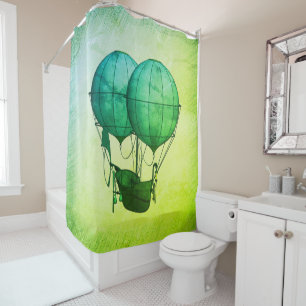 Steampunk Hot Air Balloons with Ship Green