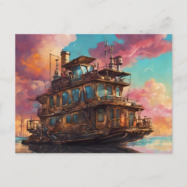 Steampunk Houseboat Postcard (Front)