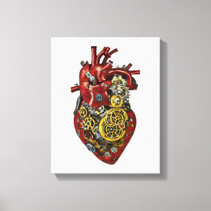Steampunk Human Heart Anatomy Art  Canvas Print