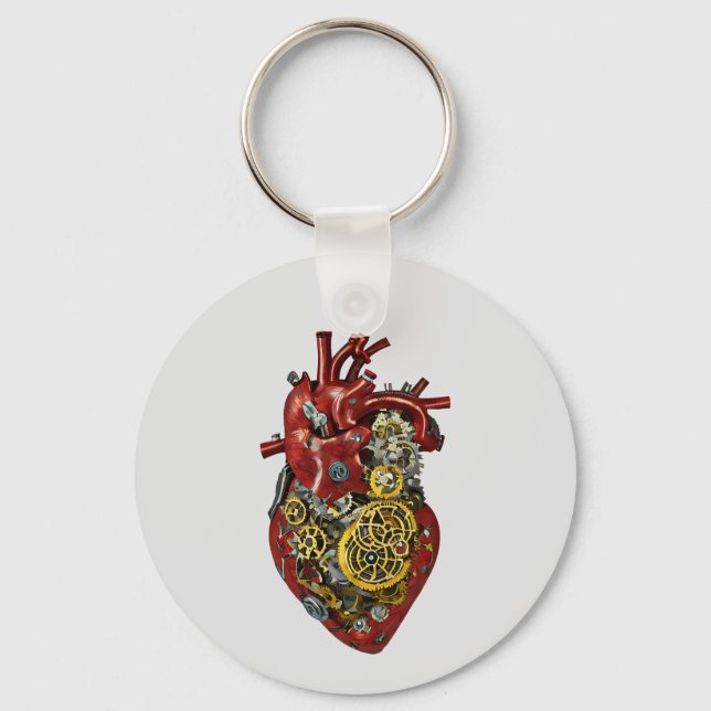 Steampunk Human Heart Anatomy Sci Fi Art  Keychain (Front)