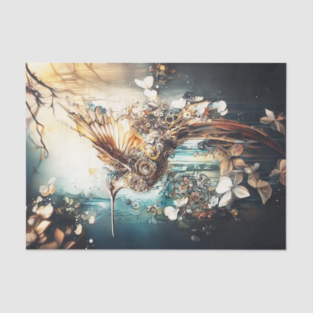 Steampunk Hummingbird Tissue Paper (Front)