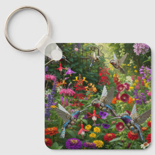 Steampunk Hummingbirds Keychain