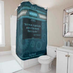 Steampunk, ice-blue on teal gearwheels, Monogram