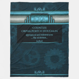 Steampunk, ice-blue on teal sprockets fleece blanket