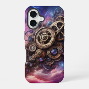 Steampunk Industrial Clockwork Purple and Pink iPhone 16 Case