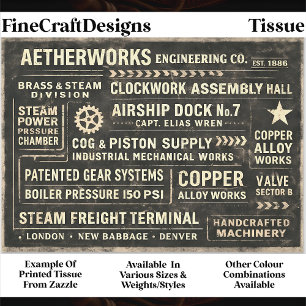 Steampunk Industrial Typography Sign FA5 Decoupage Tissue Paper