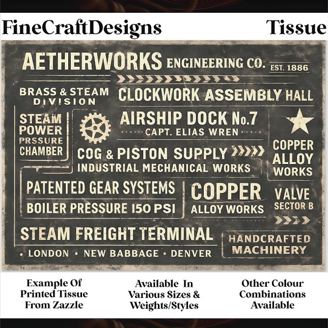Steampunk Industrial Typography Sign FA5 Decoupage Tissue Paper (Creator Uploaded)