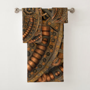 Steampunk Industrial Vintage Clockwork Bath Towel Set