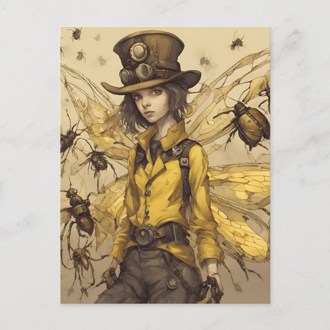 Steampunk Insect Lady Postcard (Front)