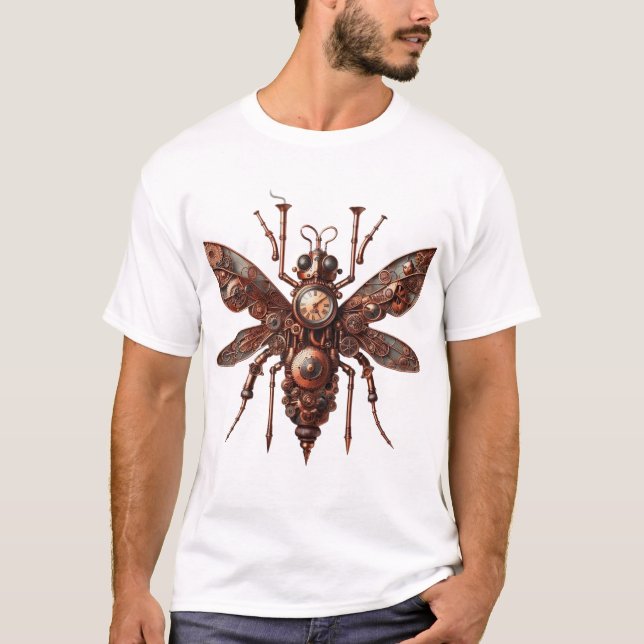 Steampunk Insects Design T-Shirt (Front)