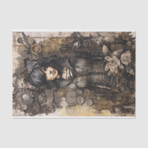 Steampunk-inspired Portrait of a Woman Tissue Paper