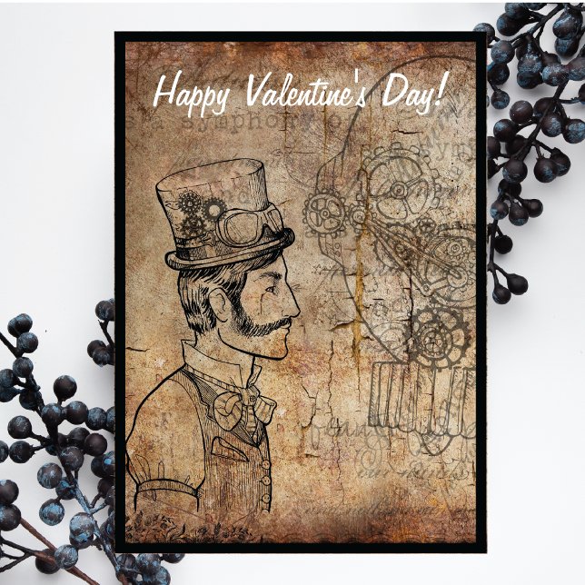 Steampunk Inventor Goggles Happy Valentine's Day Holiday Card (Creator Uploaded)