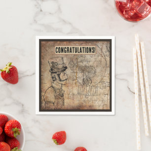 Steampunk Inventor Top Hat Scientist Clockwork Napkin
